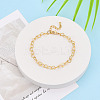 Brass Heart Link Chain Bracelets for Women BJEW-N032-08B-G-1