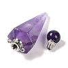 Natural Amethyst Faceted Cone Openable Perfume Bottle Big Pendants G-L524-18P-10-3