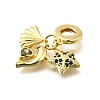 Brass Pave Blue Cubic Zirconia European Dangle Charms KK-Q066-06G-2