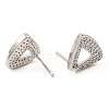 Brass Micro Pave Clear Cubic Zirconia Triangle Stud Earrings for Women EJEW-G362-11P-2