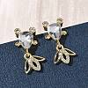 Brass Micro Pave Cubic Zirconia Fish Dangle Stud Earrings EJEW-K320-01G-22-5