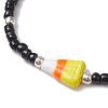 3Pcs 3 Styles Halloween Skull & Candy Corn Acrylic and Synthetic Magnesite Bracelet Sets BJEW-JB10525-5