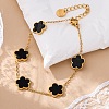 Flower Resin Link Chain Bracelets BJEW-K247-01G-03-1