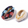 Printed Natural Cowrie Shell Beads SSHEL-R047-01-E01-3
