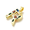 Brass Micro Pave Clear Cubic Zirconia Pendants KK-G521-01G-R-01-2
