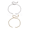 2Pcs 2 Colors 304 Stainless Steel Singapore Chain Bracelet Makings AJEW-JB01321-1