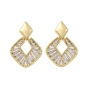 Rhombus Brass Micro Pave Clear Cubic Zirconia Dangle Stud Earrings EJEW-F373-02G-2
