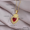 Brass Micro Pave Clear Cubic Zirconia and Red Resin Scared Heart Pendant Necklaces for Women FS-WG476F5-19-1