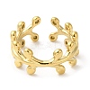 304 Stainless Steel Leafy Branch Open Cuff Ring for Women RJEW-I098-06G-2