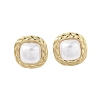 Square 316 Surgical Stainless Steel & CCB Imitation Pearl Stud Earrings for Women LS-STAS-B063-02G-1