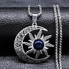 Gothic Moon Sun 201 Stainless Steel Pave Synthetic Blue Goldstone Pendant Necklaces for Women FS-WG56BEB-02-1