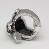 304 Stainless Steel Pirate Style Skull Wide Rings RJEW-F006-279-3