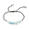 Natural Aquamarine Chips Braided Bead Bracelet BJEW-JB08019-10-1