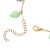 Acrylic Leaf & Glass Seed Beaded Grapes Tassel Brass Bar Link Chain Anklets for Women AJEW-MZ00008-02-5