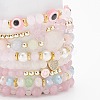 8Pcs 8 Style Mixed Gemstone & Shell Pearl & Cat Eye Stretch Bracelets Set BJEW-JB08782-5