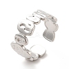Non-Tarnish 304 Stainless Steel Geometry Open Cuff Ring for Women RJEW-F131-12P-1