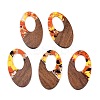 Transparent Resin and Walnut Wood Pendants RESI-T057-02M-1