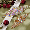 2Pcs 2 Style Flower Pattern Hotfix Rhinestone DIY-WR0003-50-5