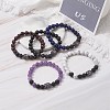 Natural Mixed Stone & Natural Lava Rock Round Beads Energy Power Stretch Bracelet for Girl Women BJEW-JB07041-3