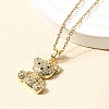 Bear Brass Micro Pave Cubic Zirconia Stud Earrings & Pendant Necklaces Sets SJEW-Z002-01G-2