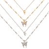 2Pcs 2 Colors Crystal Rhinestone Butterfly Pendant Double Layer Necklaces Set NJEW-AN0001-23-1