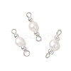 Natural Cultured Freshwater Pearl Potato & Round Electroplate Non-magnetic Synthetic Hematite Beaded Connector Charms PALLOY-JF04191-02-1