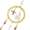 Alloy Enamel Bee Flower & Glass Beads Ring Pendant Decorations HJEW-TA00240-4
