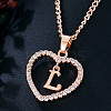 Alloy Crystal Rhinestone Heart with Initial Pendant Necklaces WGD4CFD-12-1