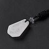 Natural Quartz Crystal Hexagon Pendant Necklace with Nylon Cord NJEW-G094-A07-4
