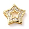Rack Plating Brass Micro Pave Cubic Zirconia Silde Charms KK-C047-07G-1