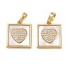 Brass Micro Pave Clear Cubic Zirconia Pendants KK-C109-07B-G-1