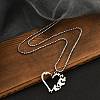 201 Stainless Steel Laser Cut Heart Butterfly Pendant Box Chain Necklaces for Women NJEW-Q004-06P-3