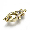 Brass Micro Pave Clear Cubic Zirconia Lobster Claw Clasps KK-N227-49G-NF-2
