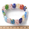 Handmade Millefiori Lampwork Beaded Stretch Bracelets for Men Women BJEW-G738-01C-14-5