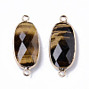 Natural Tiger Eye Links Connectors G-R472-03D-2