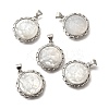 Brass Pave Natural White Shell Carved Cat Pendants KK-Z091-08P-03-1