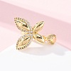 Brass Micro Pave Clear Cubic Zirconia Cuff Rings for Women RJEW-U047-20G-2