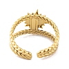 Ion Plating(IP) Sun 304 Stainless Steel Open Cuff Rings RJEW-G314-04G-4