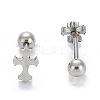 Tarnish Resistant 201 Stainless Steel Barbell Cartilage Earrings EJEW-R147-31-1