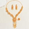 Vintage Alloy Hollow Teardrop Tassel Earrings & Necklaces & Rings Set for Wwomen YJ4810-5