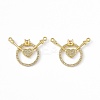 Brass Micro Pave Clear Cubic Zirconia 2-Loop Pendants KK-E068-VC023-2