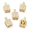 Alphabet Brass Micro Pave Clear Cubic Zirconia Pendants ZIRC-O045-01G-V-1