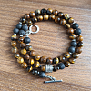 6mm Natural Tiger Eye & Lava Rock Round Beaded OT Necklaces for Men Women LS-DT8400-3-1