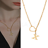 1Pc Letter & Heart Stainless Steel Lariat Necklaces for Women NJEW-LP0002-87G-X-1