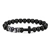 Bohemian Tiger Eye Stone Bracelet Cross Natural Stone Beads Vintage Matte Bead Bracelet ZU3790-11-1