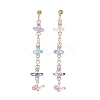 Natural Quartz Crystal & Glass Butterfly Beaded Dangle Stud Earrings EJEW-JE05197-1