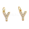 Brass Micro Pave Grade AAA Cubic Zirconia Charms ZIRC-P067-11G-Y-NR-1