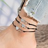 Alloy Triple Heart Link Chain Cord Adjustable Anklet Sets for Women FS-WG9630E-04-1