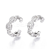 Brass Cubic Zirconia Cuff Earrings EJEW-R114-008P-NF-3