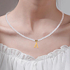 Imitation Pearl with Stainless Steel Pendants Necklaces NJEW-LP0001-51A-G-4